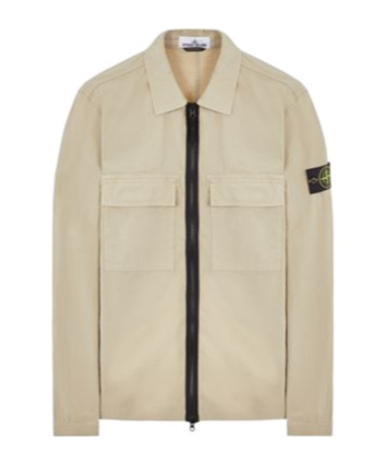 Stone Island Ripstop Cotton Shirt Jacket In Beige