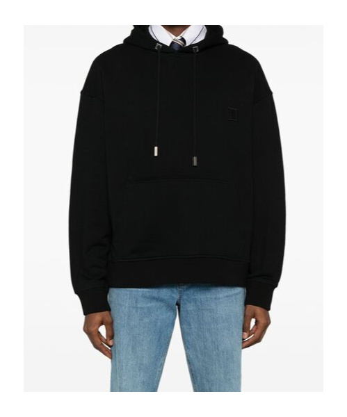 Wooyoungmi Classic Black Hoodie With Signature Logo Accents In Black