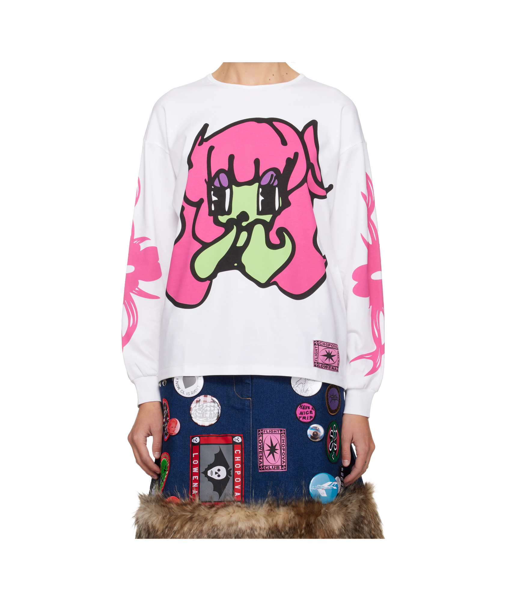 Chopova Lowena Oversized Printed Crew Neck T-shirt In White