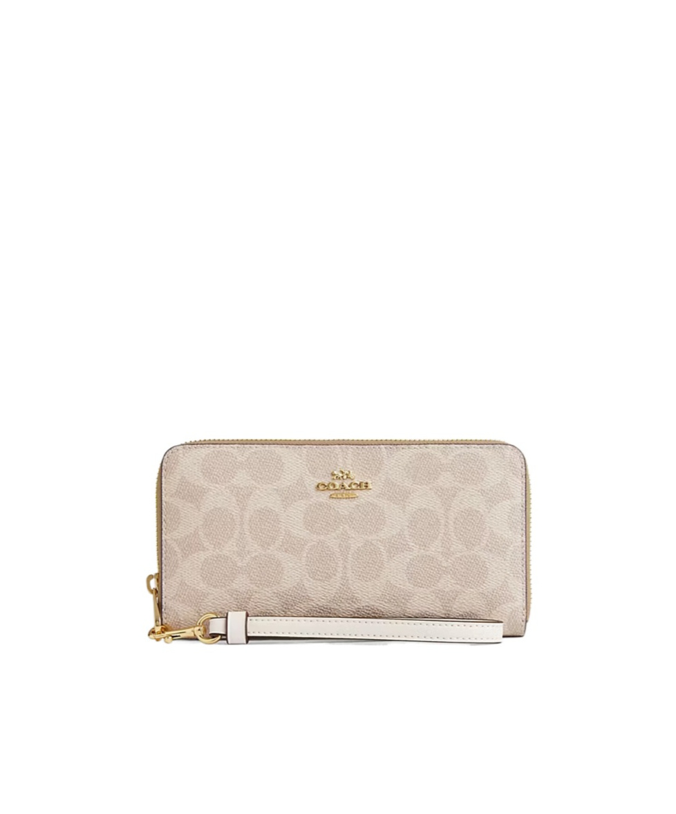 Coach Zip-around Wallet In Sand Yellow/chalk White