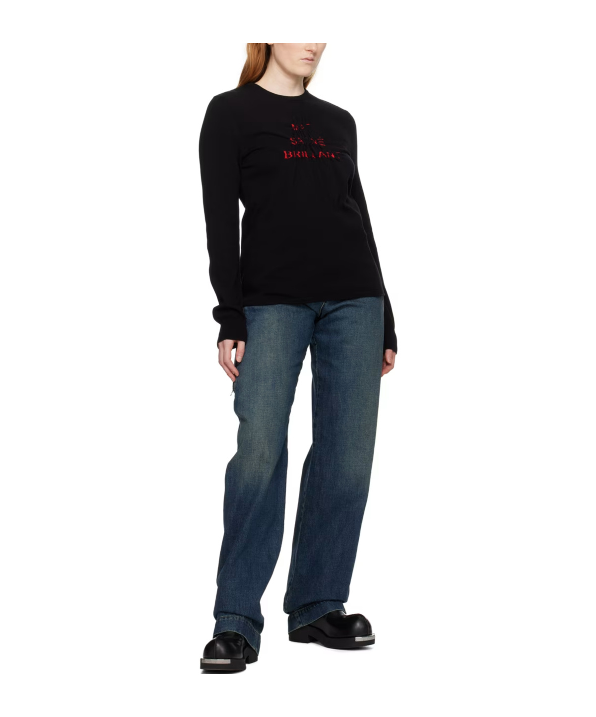 Mm6 Maison Margiela Black Intarsia Sweater In Black
