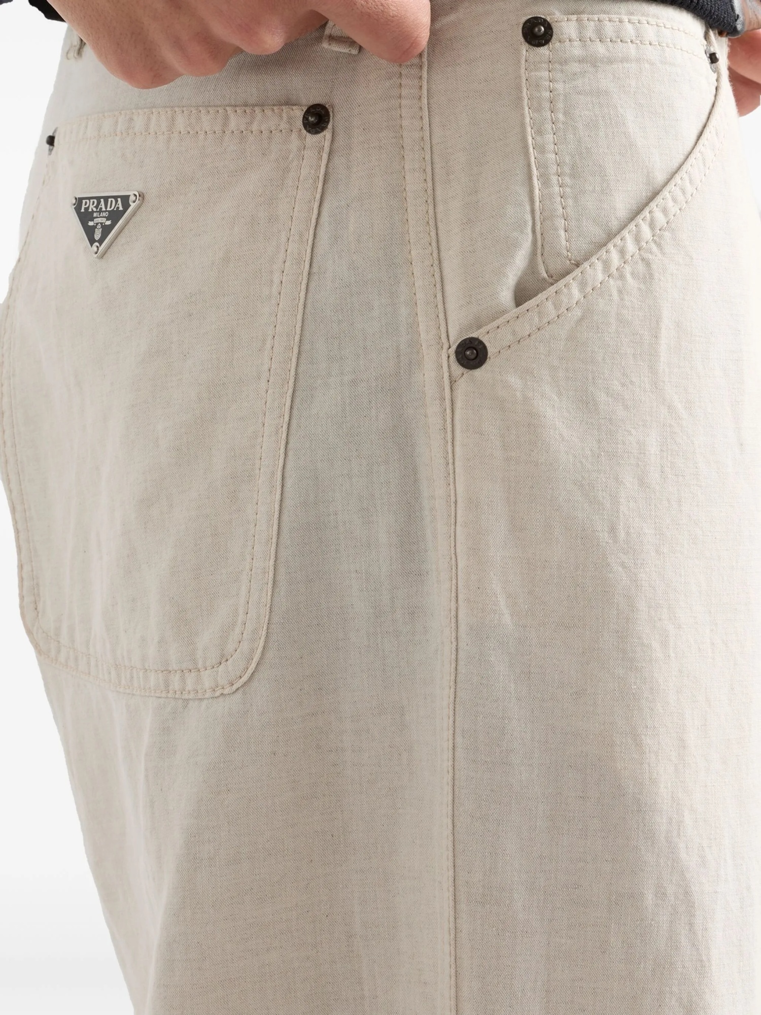 Prada Ivory Chambray Pant In Nude
