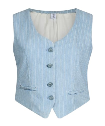 Liu •jo Pinstripe Denim Waistcoat In Light Denim