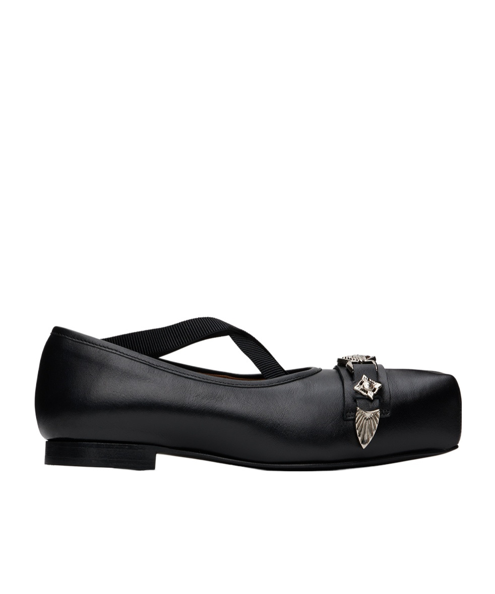 Toga Black Polido Ballerina Flats In Black