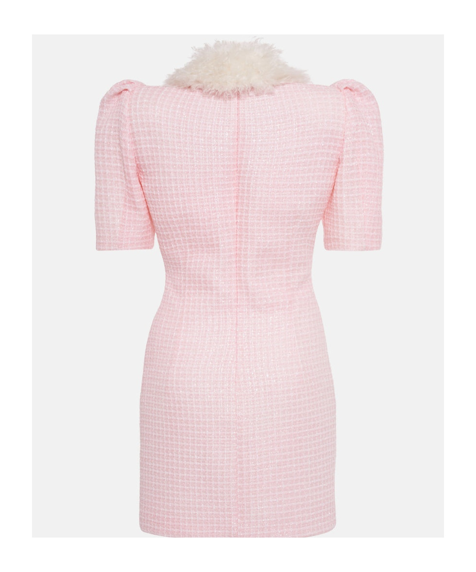Alessandra Rich Sequined Collared Tweed Minidress In Light Pink