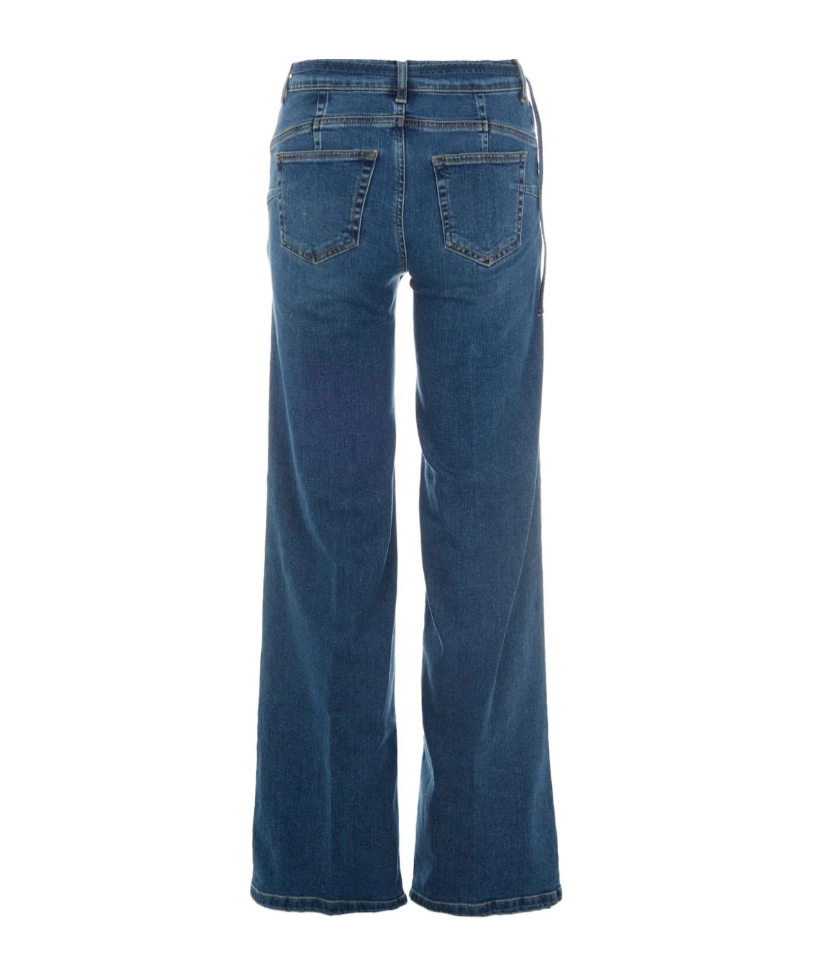 Liu •jo Liu Jo Wide-leg Jeans With Belt Detail And Gold-tone Hardware In Blue