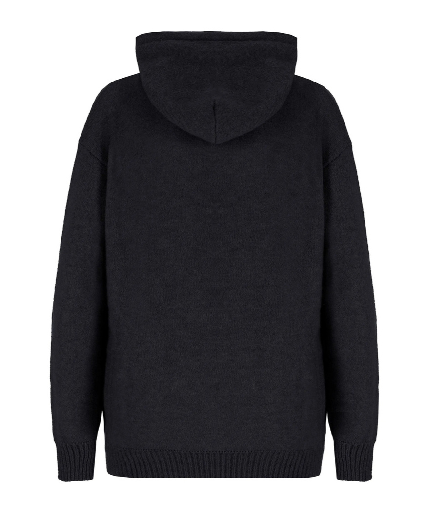Laneus Hooded Knitted Sweater In Black