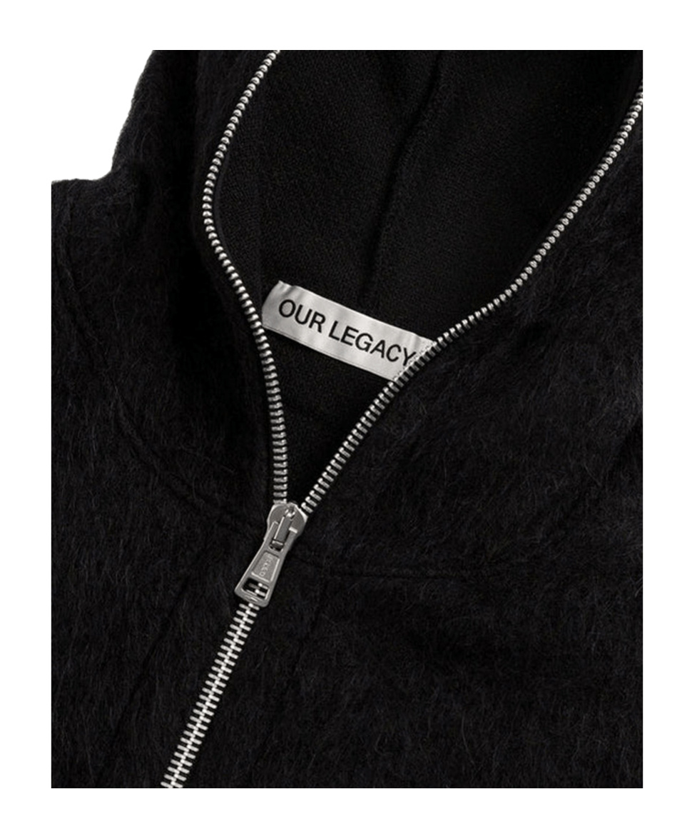 Our Legacy Full Zip Hoodie In Hairy Wool In Black