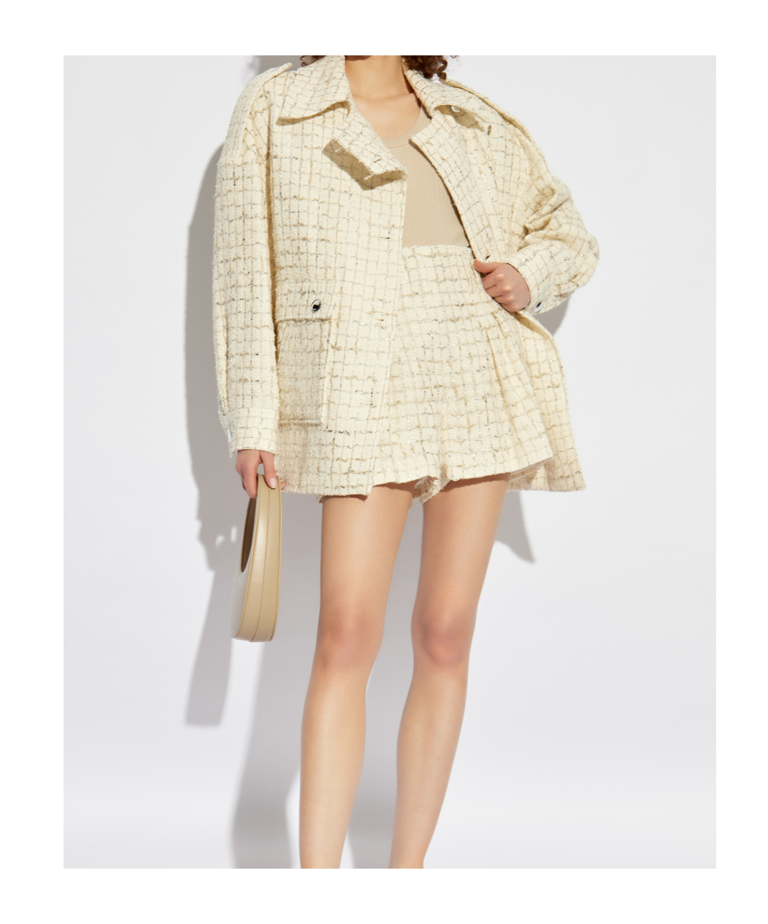 Iro Check Pattern Shorts In Nude
