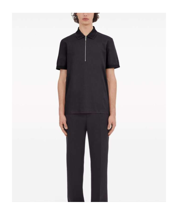 Ferragamo Poloshirt Mit Logo-stickerei In Black