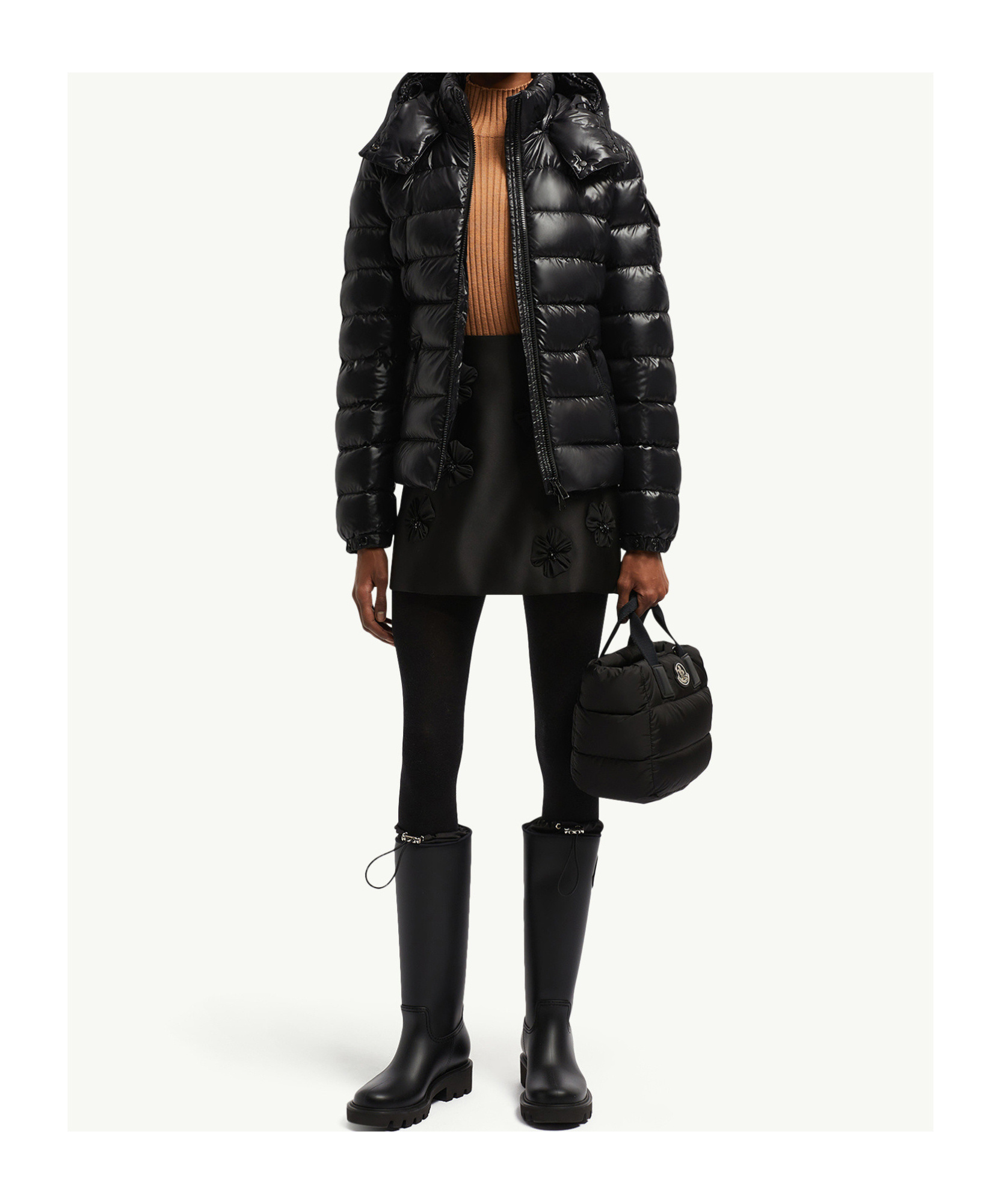 Moncler Bady Hooded Short Down Jacket In Black