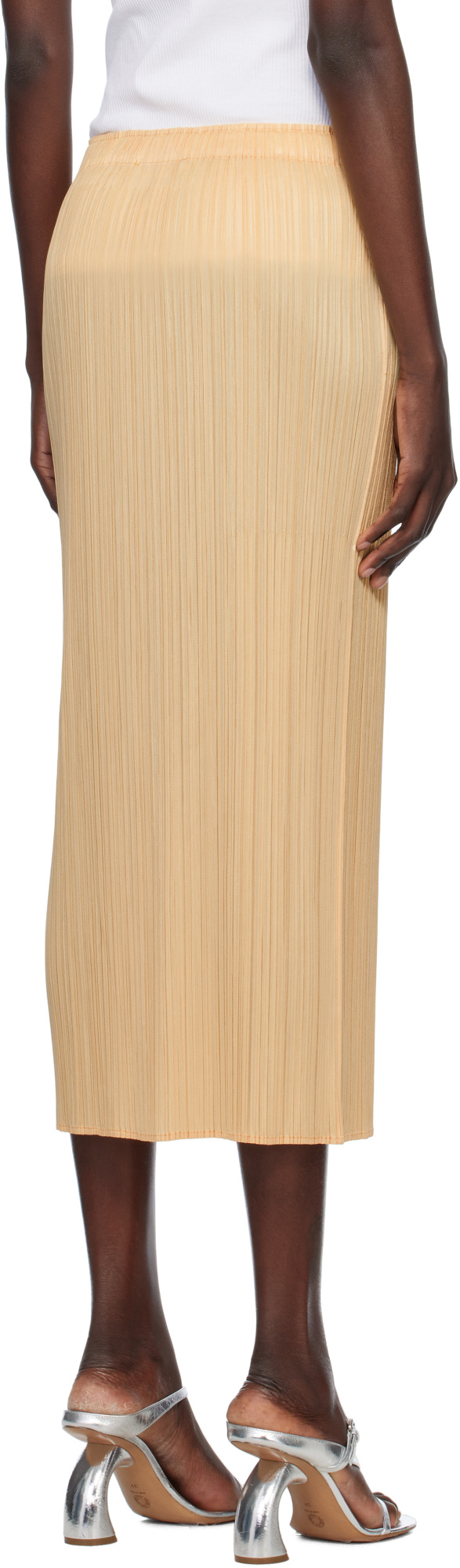 Shop Issey Miyake Elastic Waist Skirt In Yellow