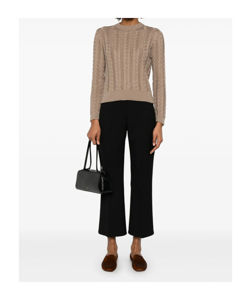 Shop Brunello Cucinelli Cable-knit Sweater In Nude