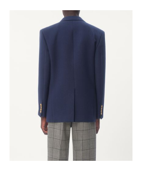 Valentino Double-breasted Double Wool Jacket In Blue
