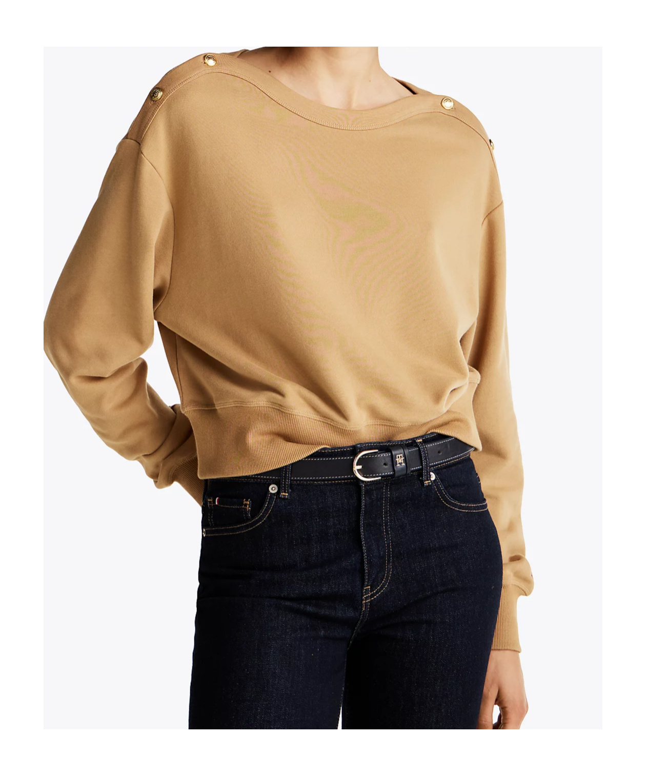 Shop Tommy Hilfiger Long-sleeved Sweater In Nude