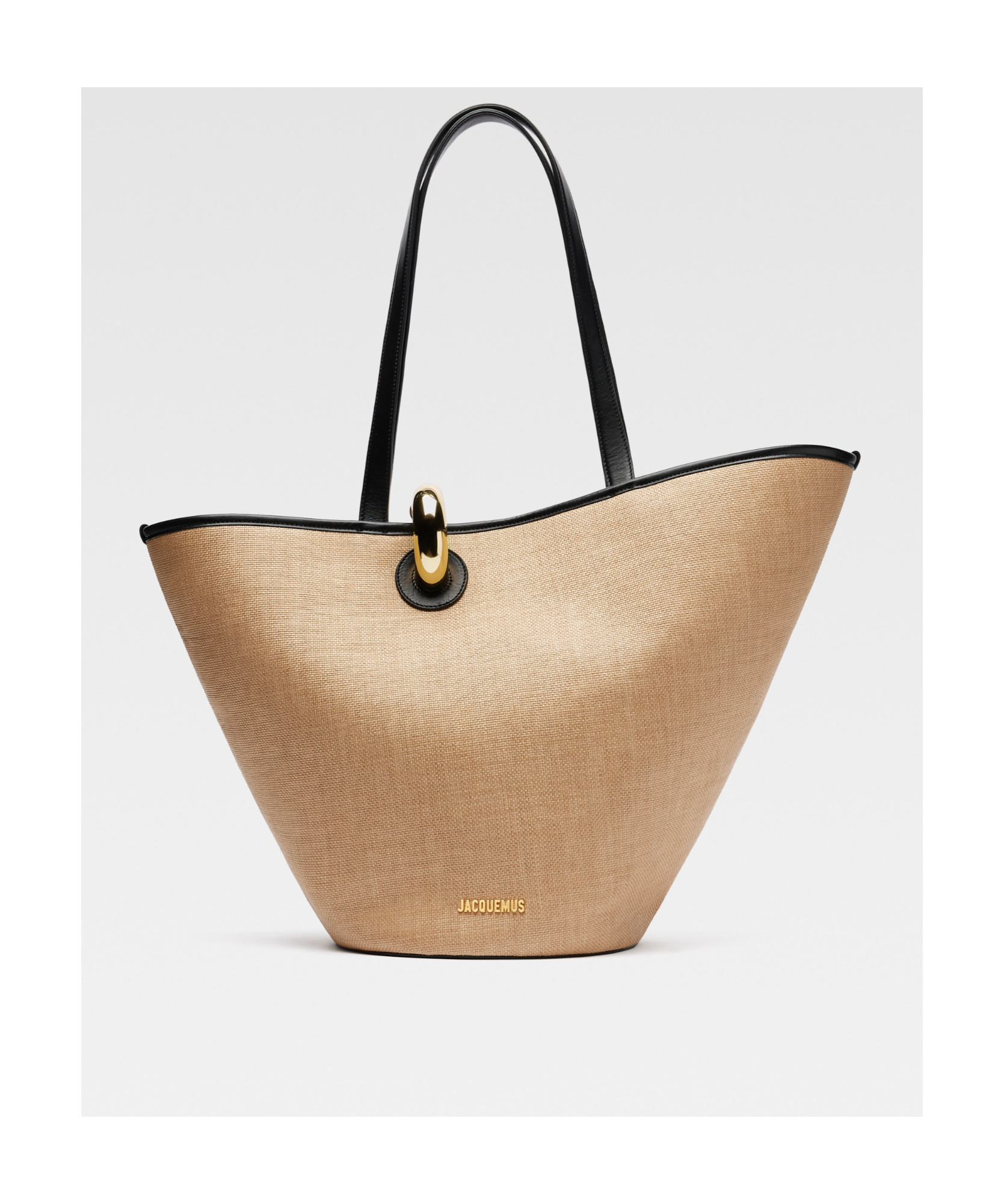 Jacquemus Le Bambola Leather-trimmed Basket Bag In Nude