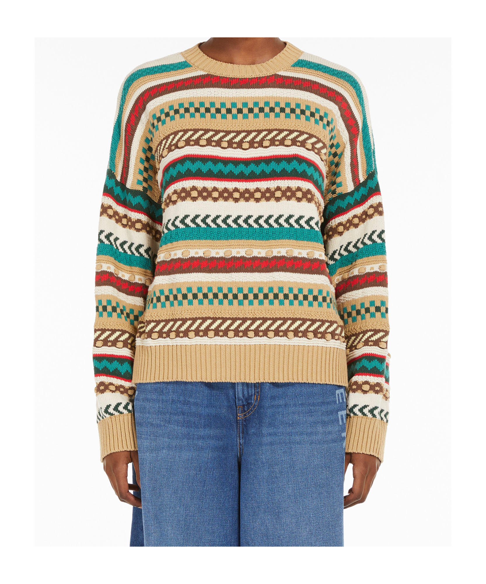 Weekend Max Mara Women's Novara - Cotton Jumper With Jacquard Design Sweater In Nude