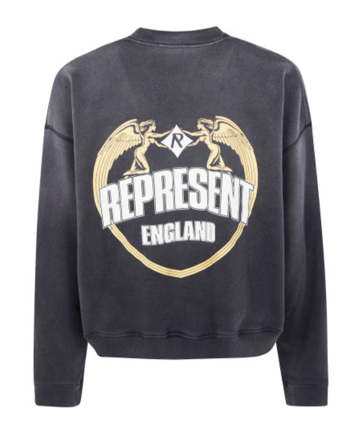 Represent Cotton Sweatshirt With Distressed Effect In Black