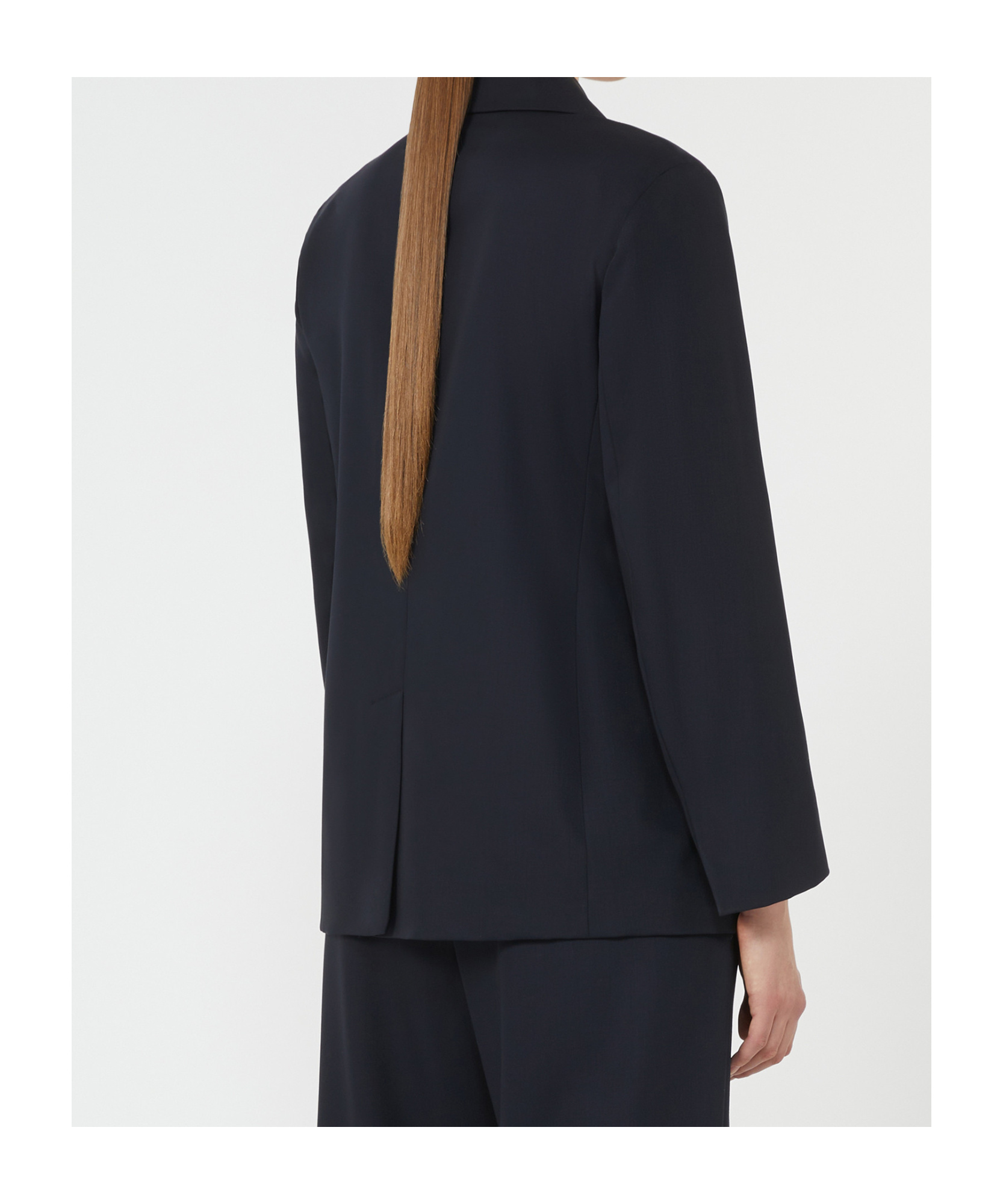 Max Mara Double-breasted Wool Crepe Blazer In Blue