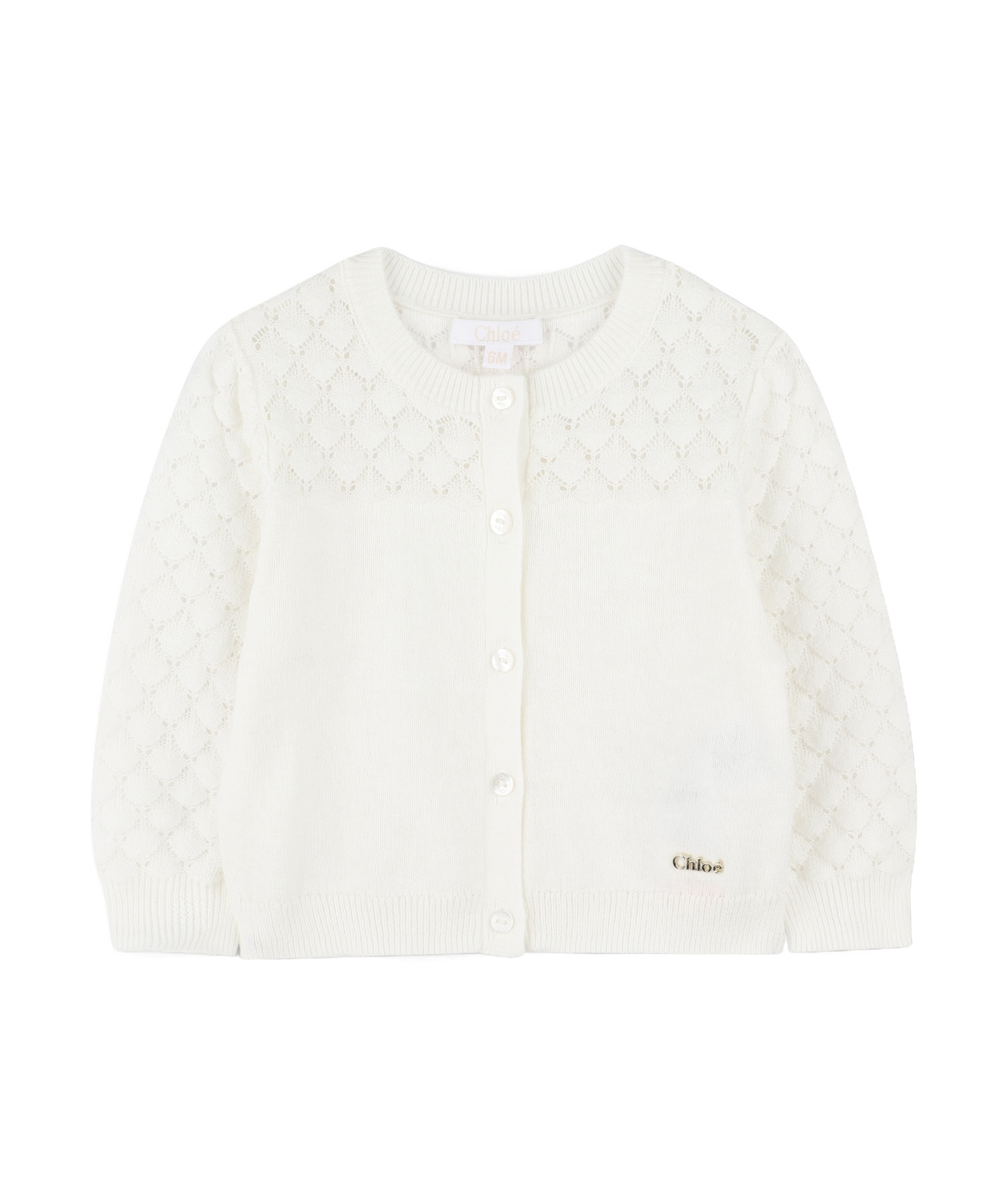 Chloé Logo-plaque Knit Cardigan In White