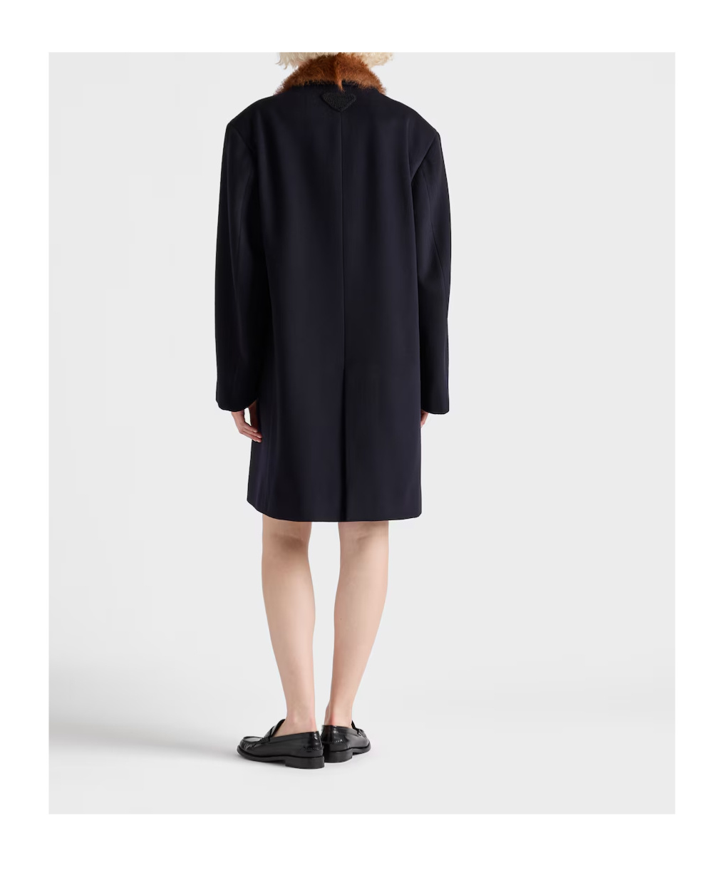 Prada Single-breasted Cloth Coat In Blue
