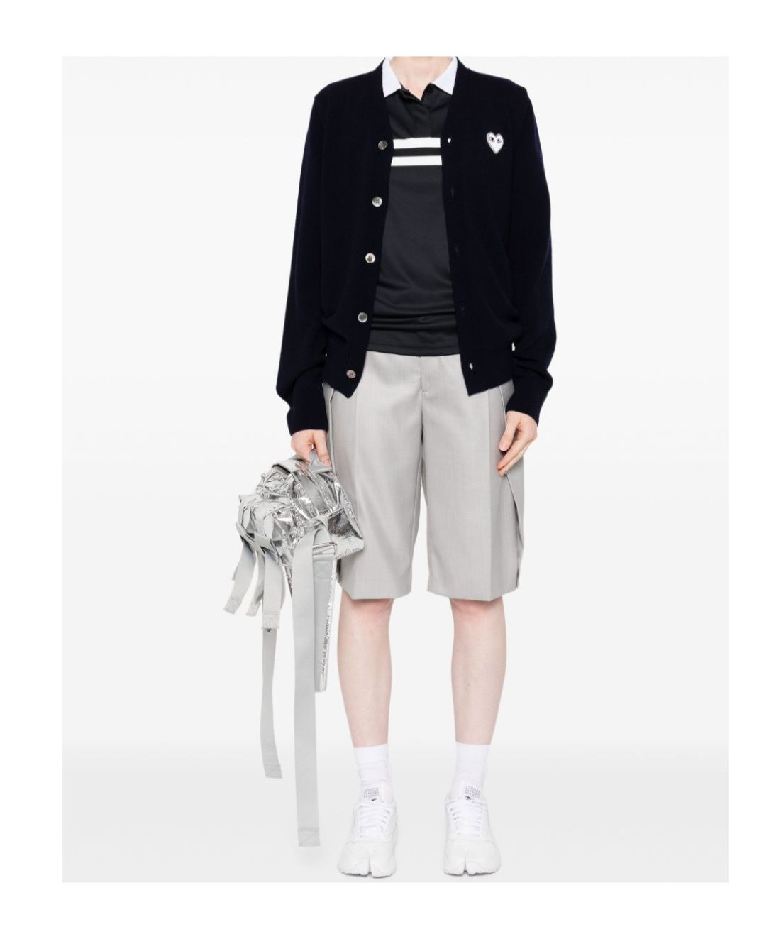 Comme Des Garçons Play Heart-patch Wool Cardigan In Black