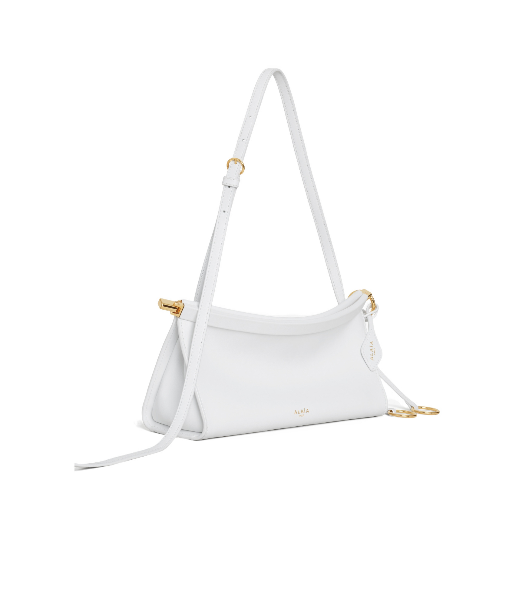 Shop Alaïa Le Click East West Small Bag In Leather In White