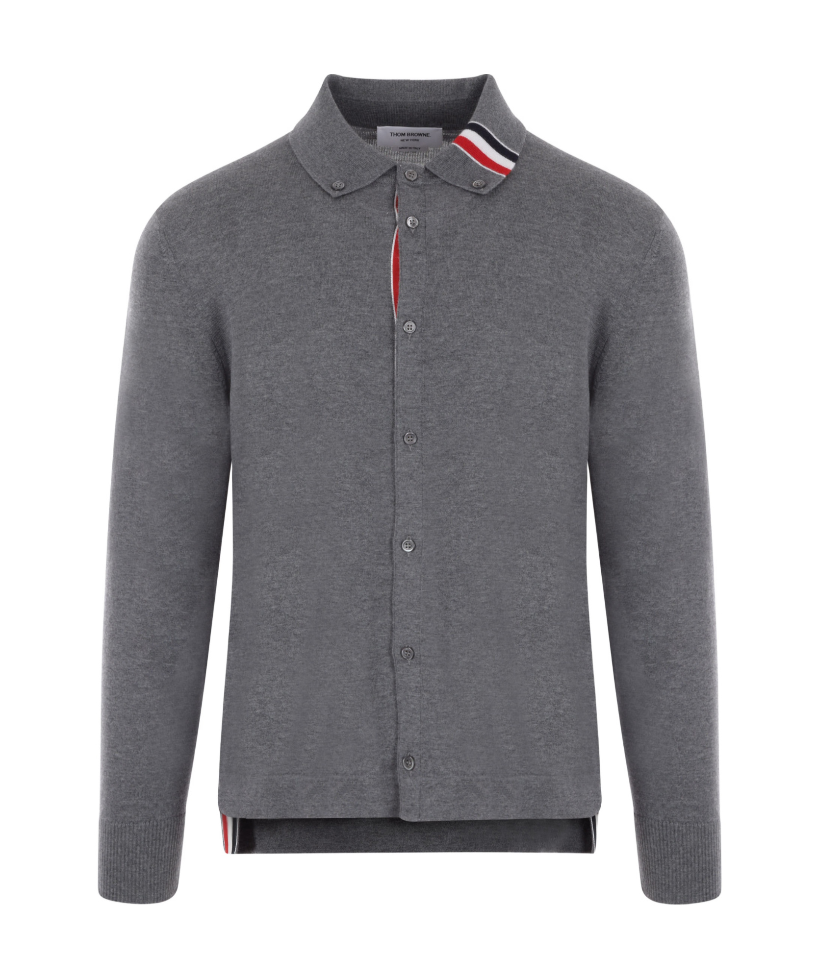 Thom Browne Stripe-trim Detail Knit Cardigan In Gray