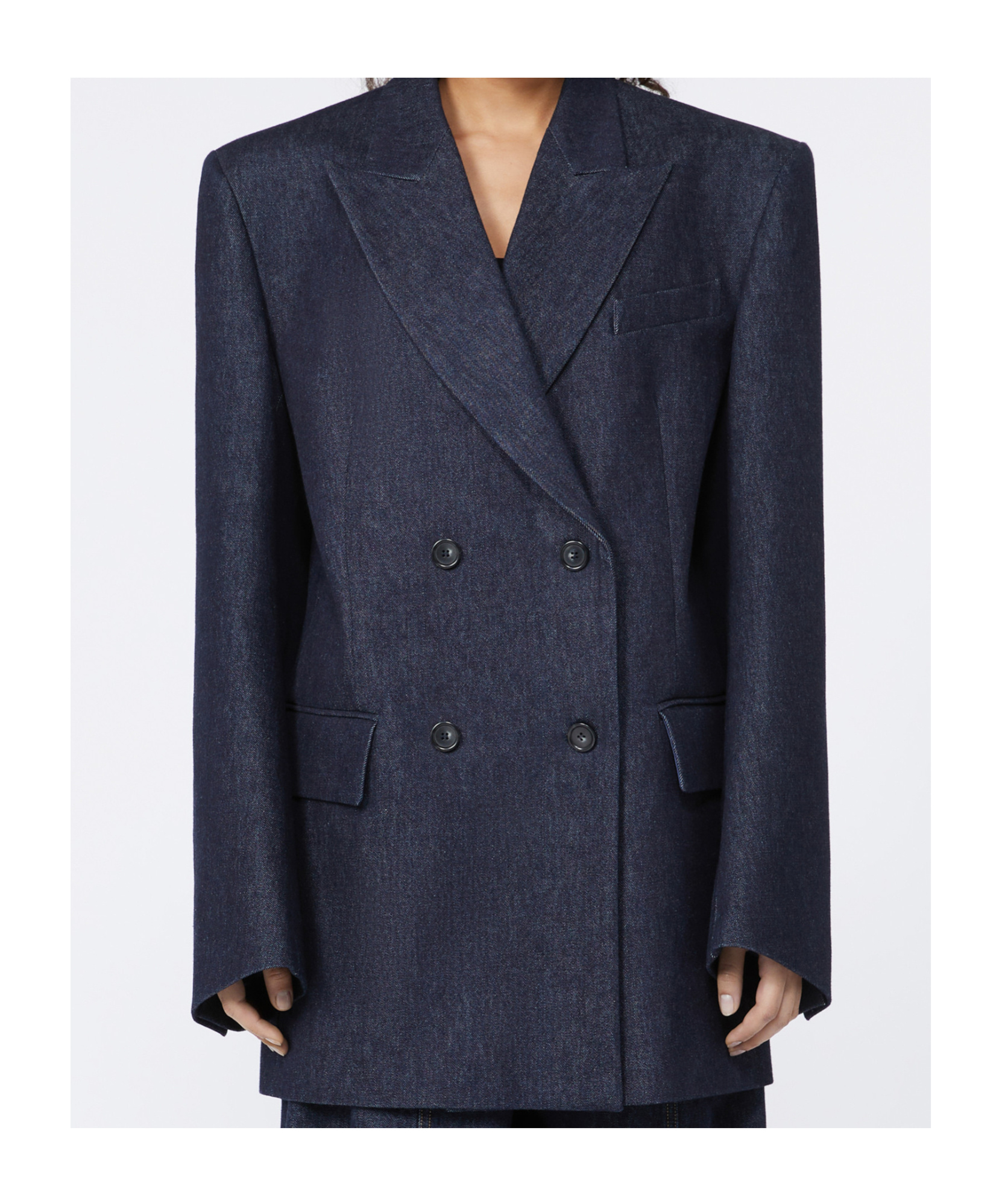 Sportmax Oversized Double-breasted Blazer Jackets And Coats Blue In Blue