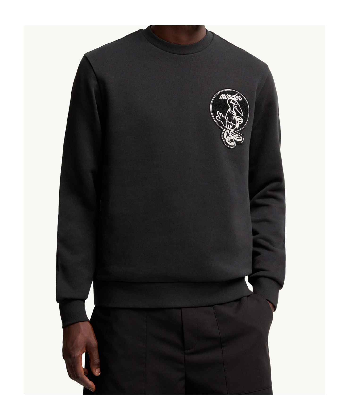Moncler Mascot Patch Cotton Sweatshirt In Black