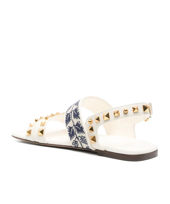 Valentino Rockstud Sandals In White