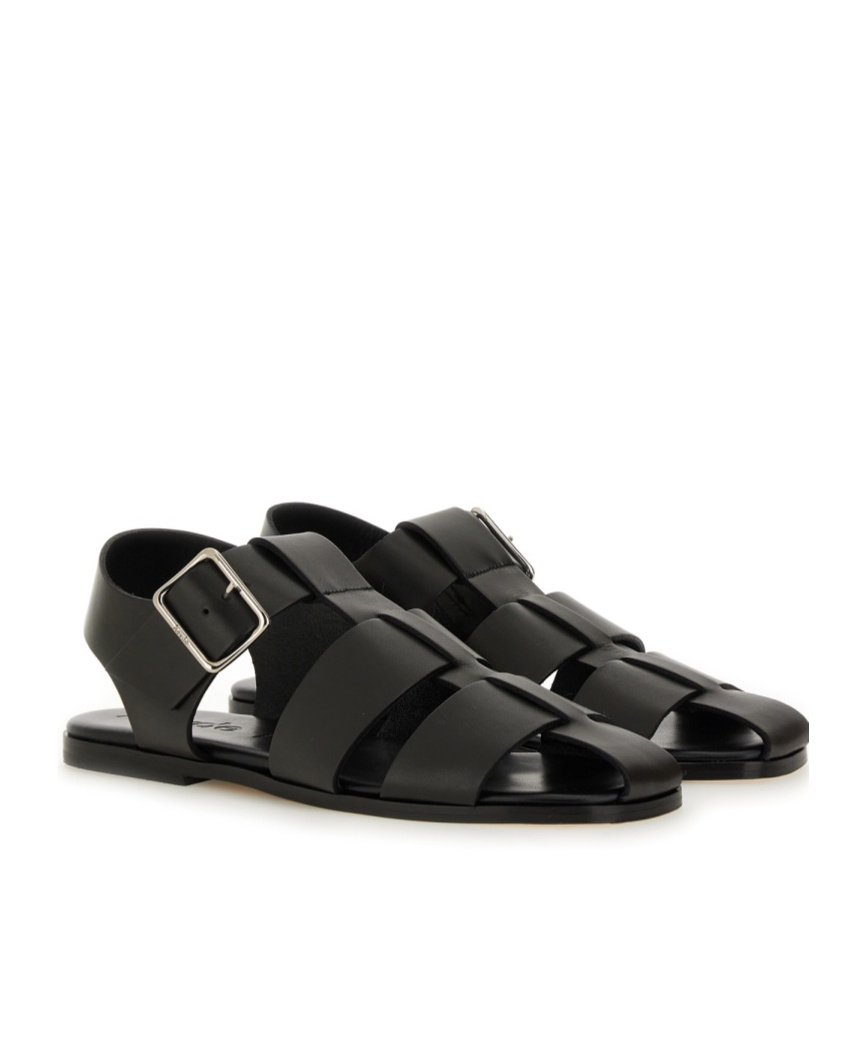 Aeyde Strappy Open Toe Flat Sole Sandals In Black