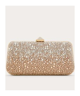 Valentino Carry Secrets Rhinestone-embellished Clutch Bag In Beige/crystal