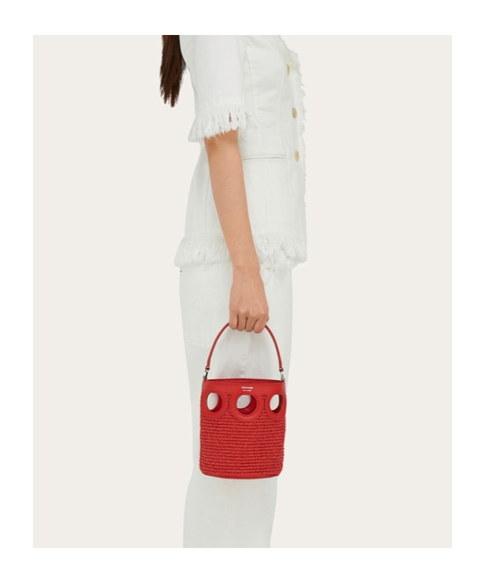 Ferragamo Gancini Outline Bucket Bag (xs) In Red