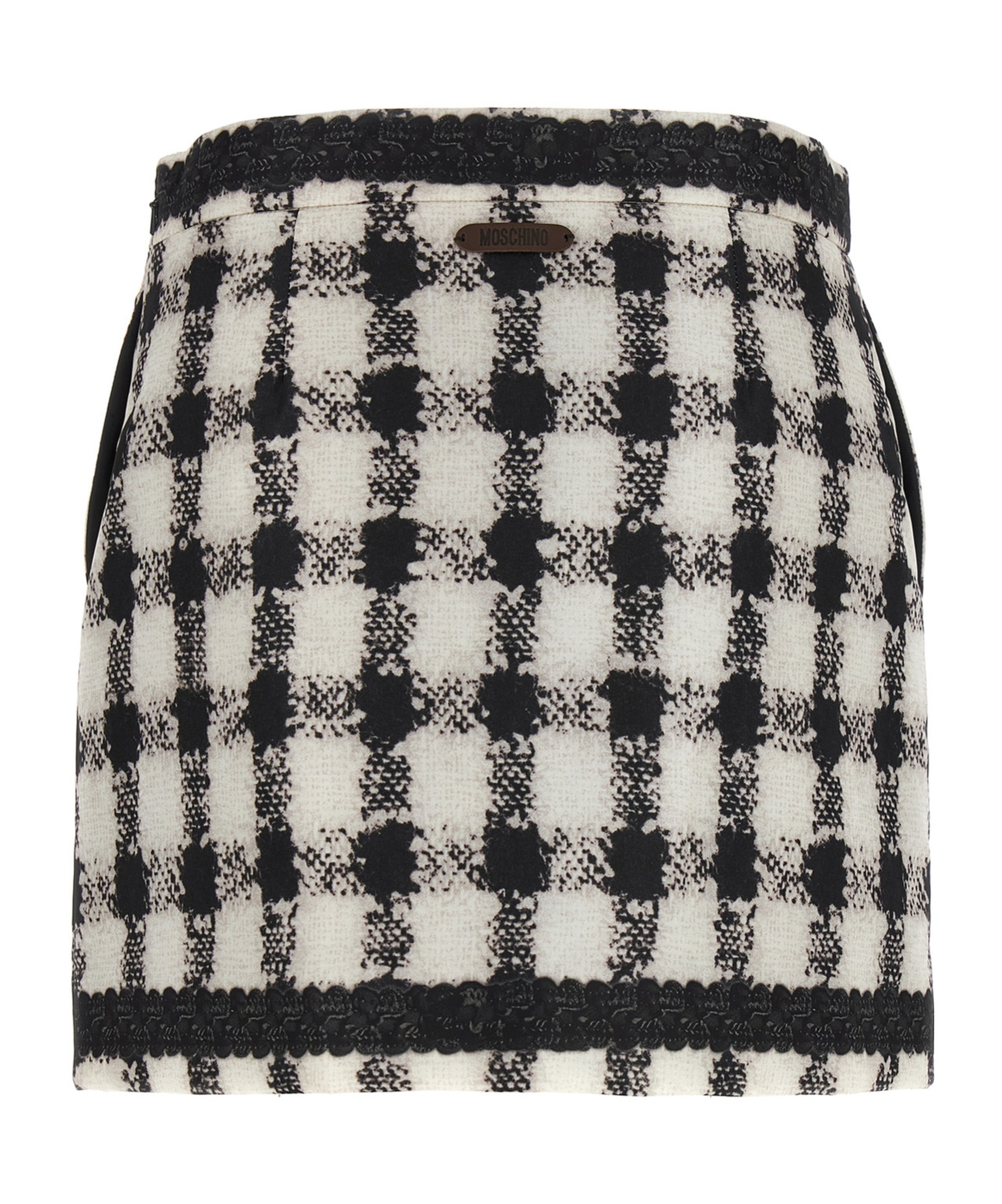 Moschino Blackwhite Texture Print Mini Skirt In Black