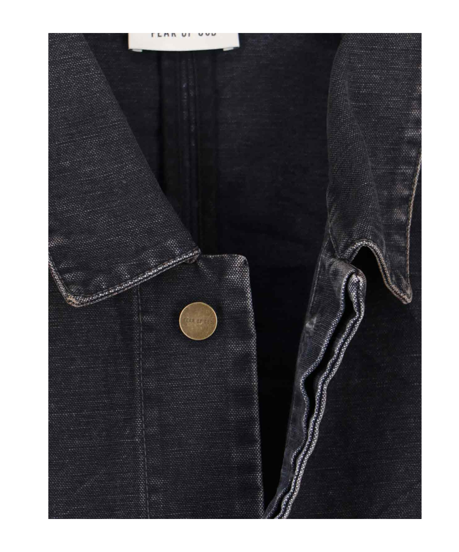 Fear Of God Mens Washed Black Utility Cropped Denim Jacket In Gray