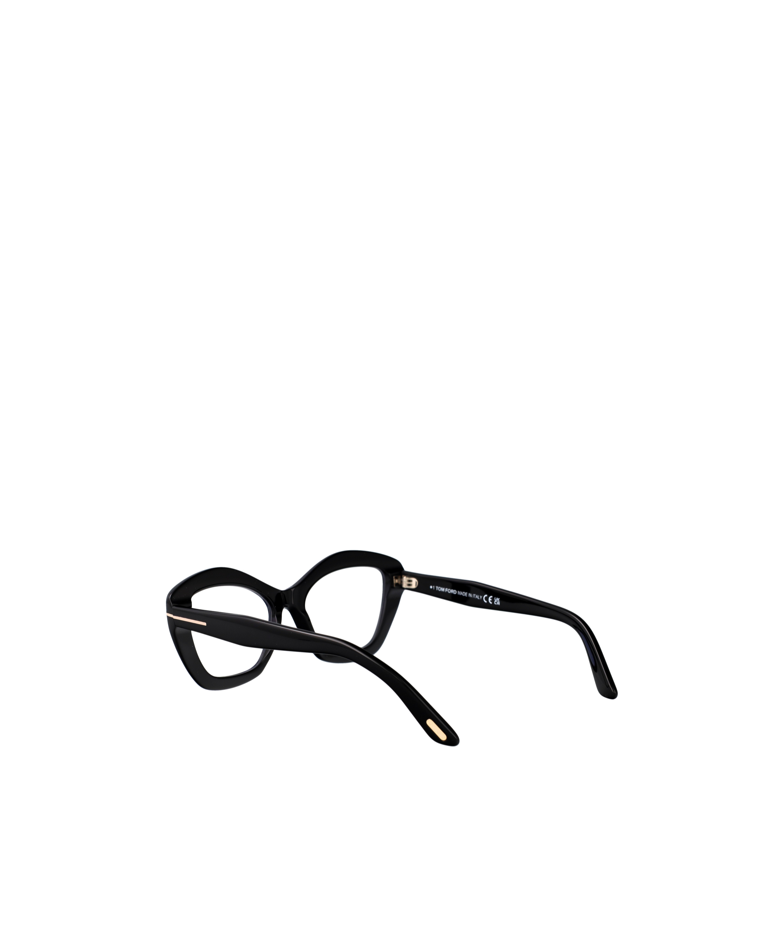 Shop Tom Ford Cat Eye Frame Plain Glasses In Shiny Black