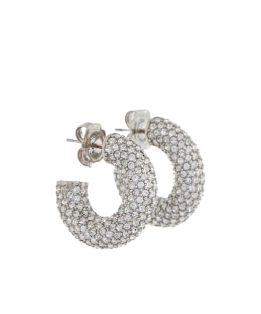 Amina Muaddi Cameron Mini Embellished Earrings In Gray