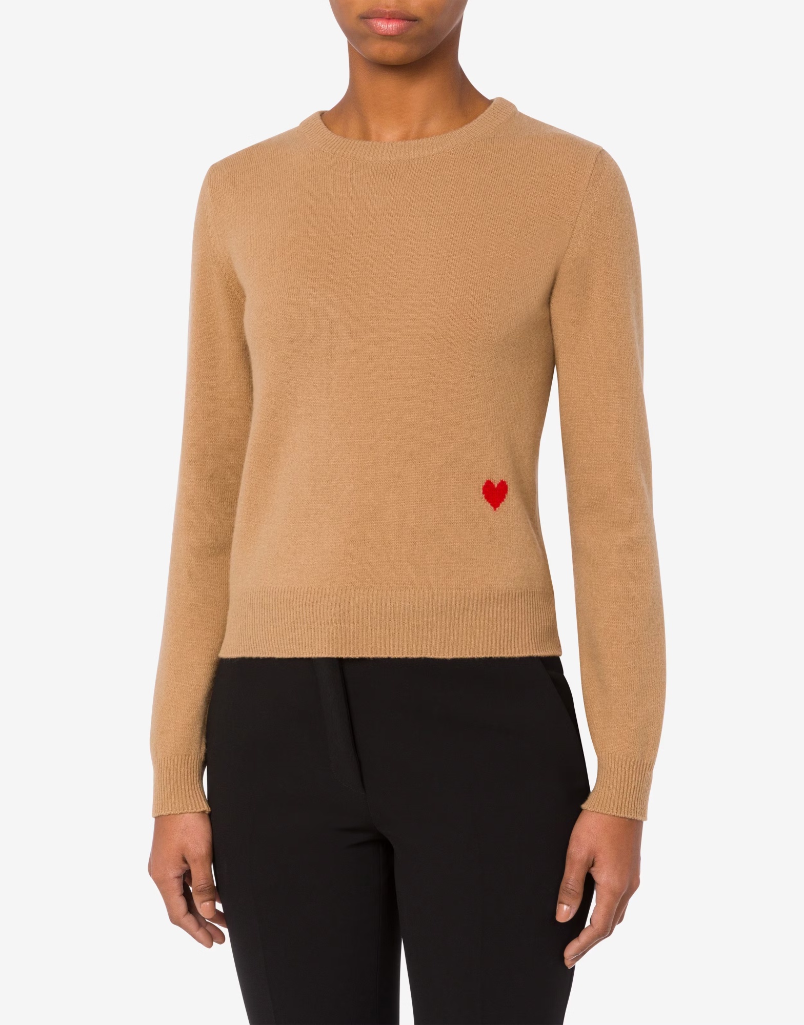 Moschino Heart-motif Crew-neck Jumper In Nude