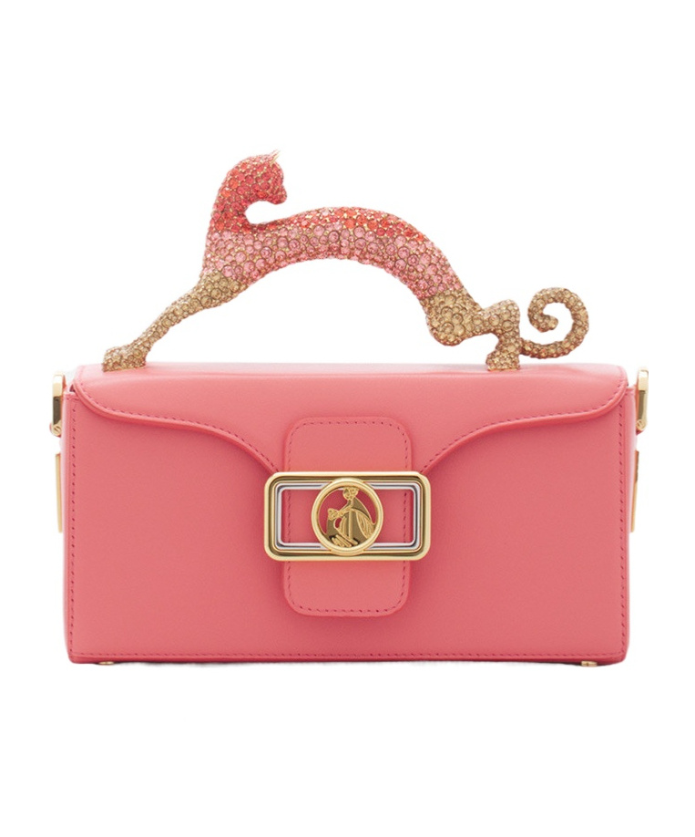 Lanvin Nano Pencil Cat Bag In Leather And Rhinestones In Venus/dune
