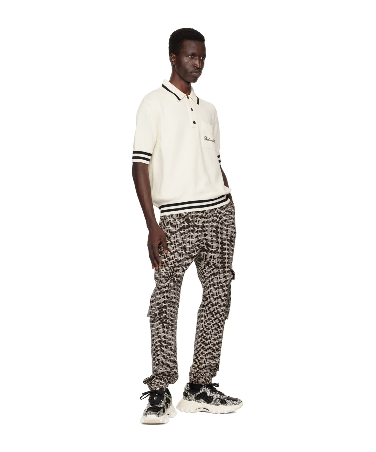 Balmain Logo Short-sleeved Polo Shirt In White