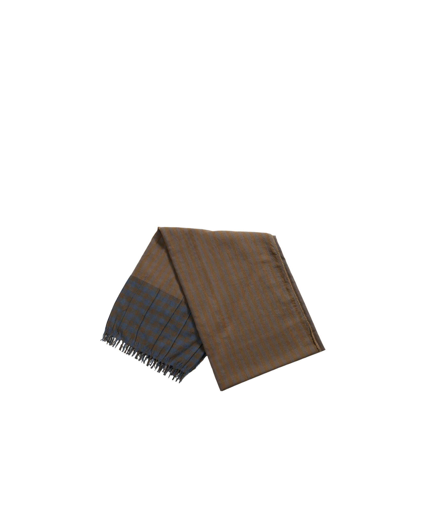 Uma Wang Striped Pleated Scarf In Brown