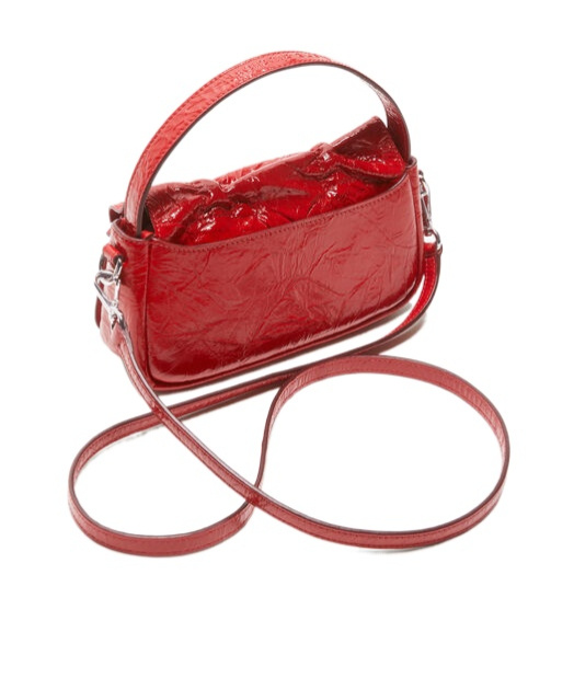 Acne Studios Multipocket Crinkle Patent Leather Top Handle Bag In Red