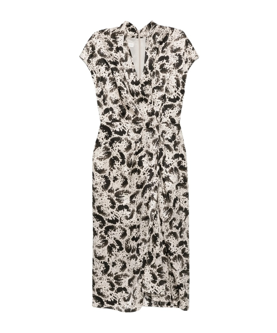 Dries Van Noten Dilian Printed Midi Dress In Nude
