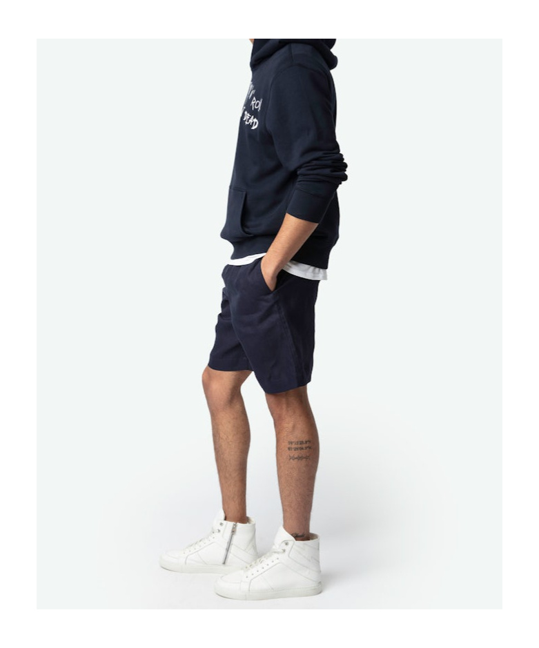 Zadig & Voltaire Regular Fit Pull On Linen Shorts In Blue