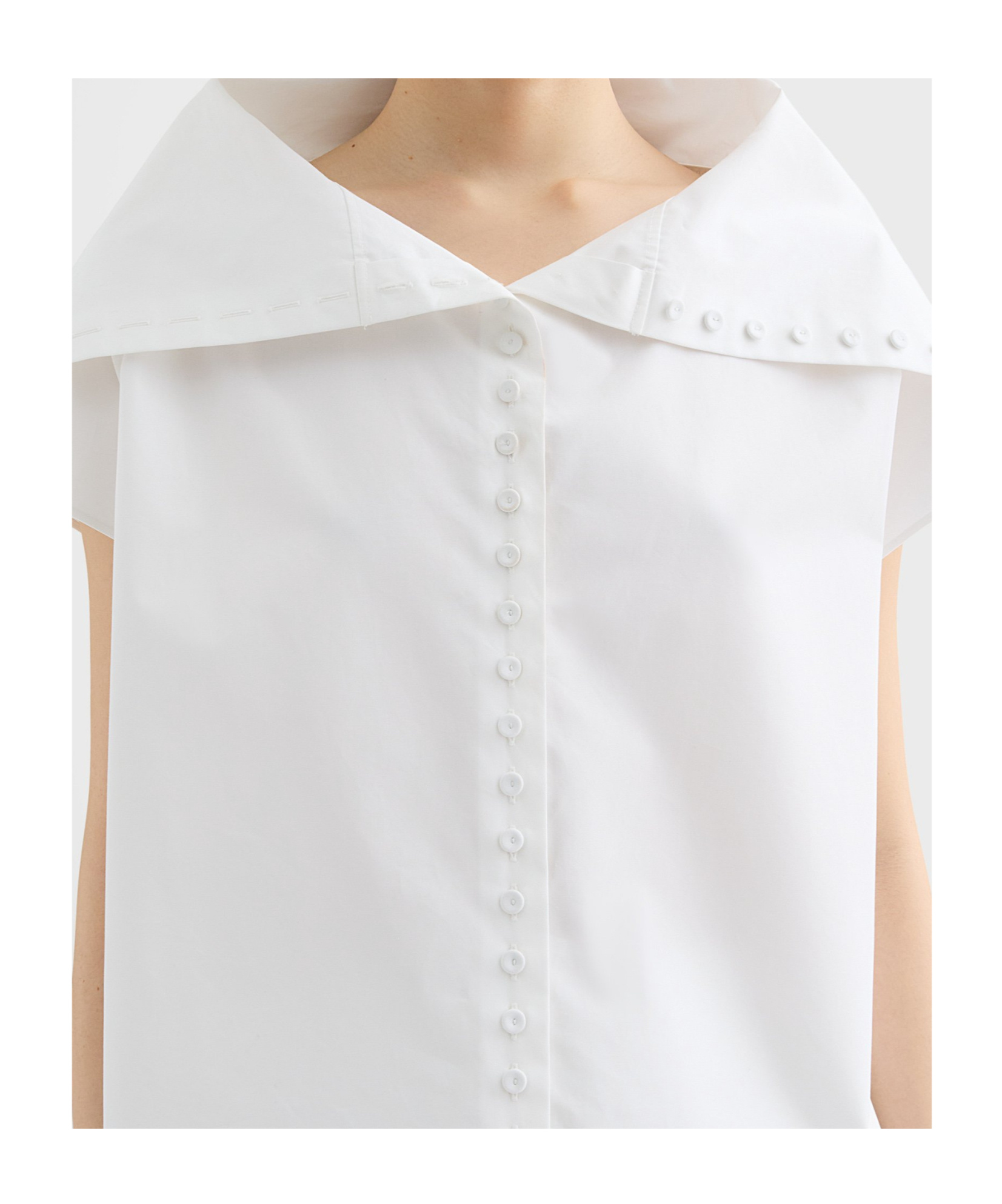 Jil Sander Cotton Poplin Caped Top In White