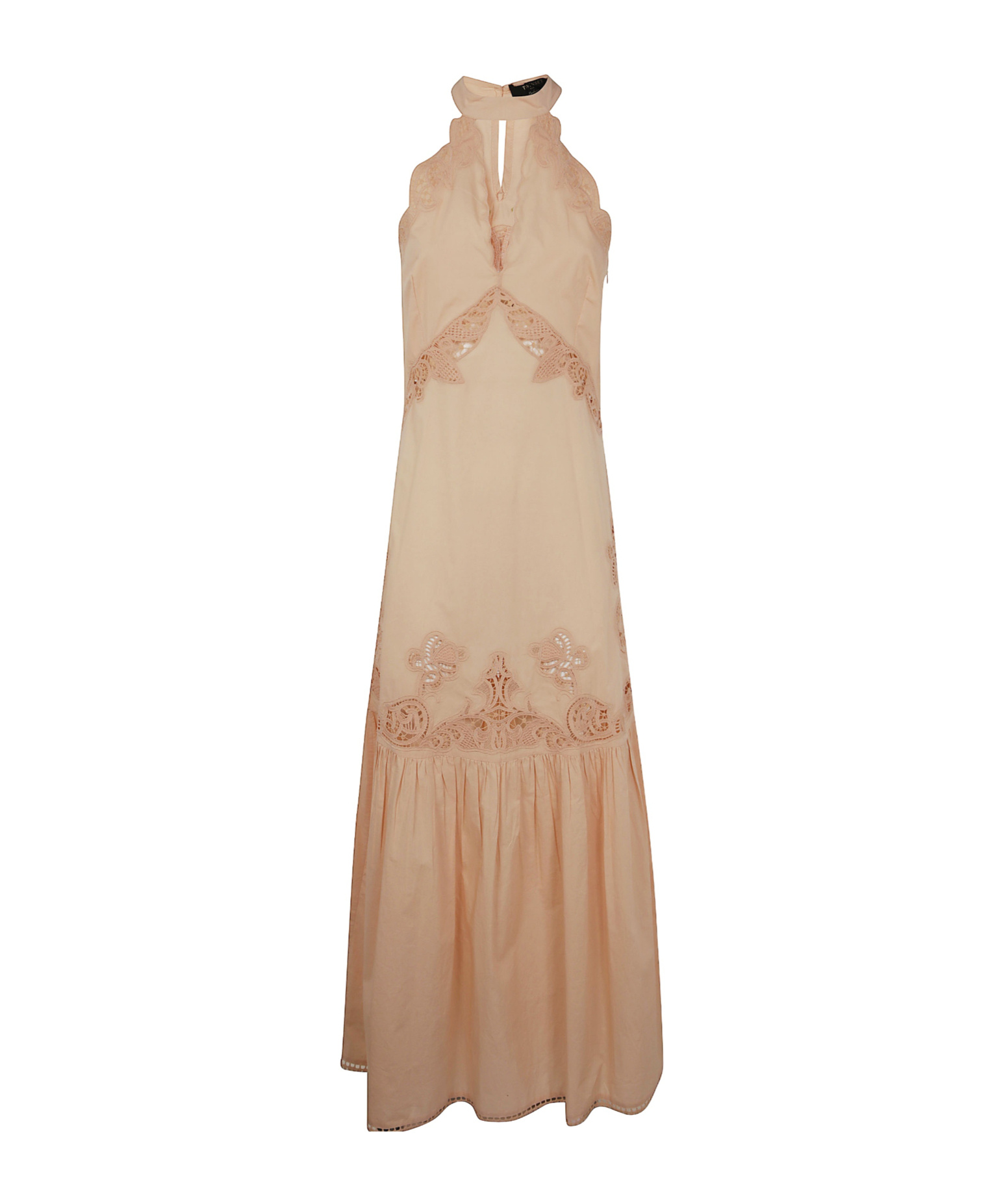 Shop Twinset Broderie-anglaise Halterneck Maxi Dress
