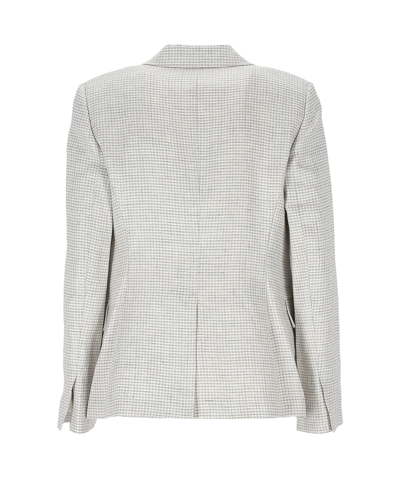 Theory B.mel Houndstooth Check Slim Fit Linen Blend Blazer In White