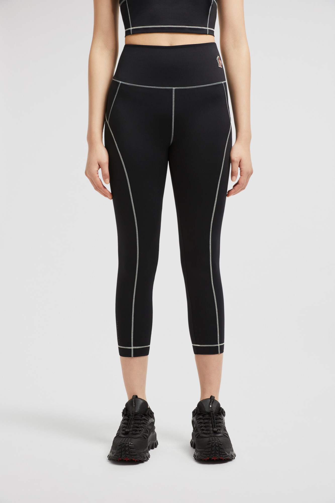 Shop Moncler Logo-patch Leggings In Black