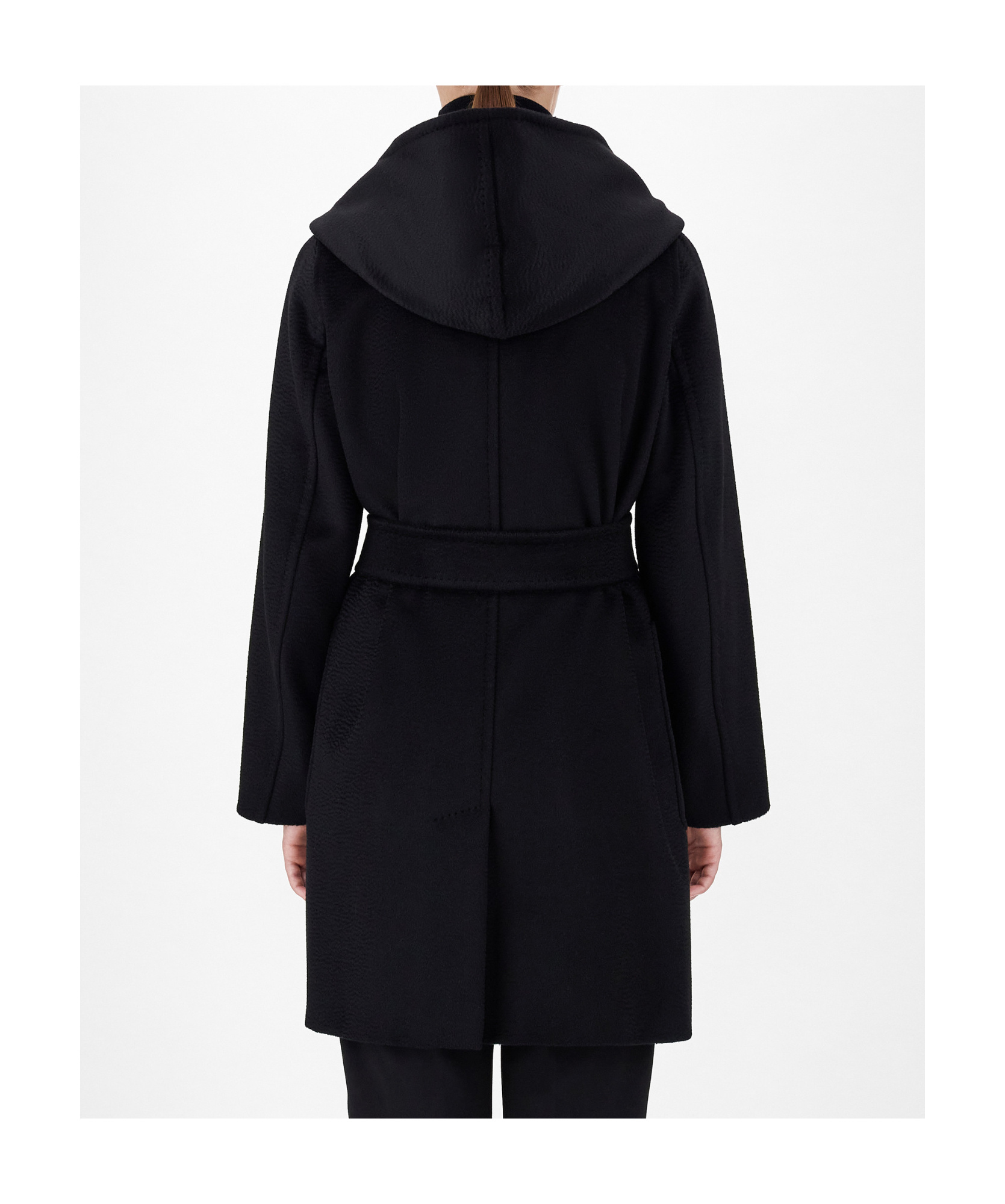 Max Mara Navy Blue Rialto Camel Wool Robe Coat In Black